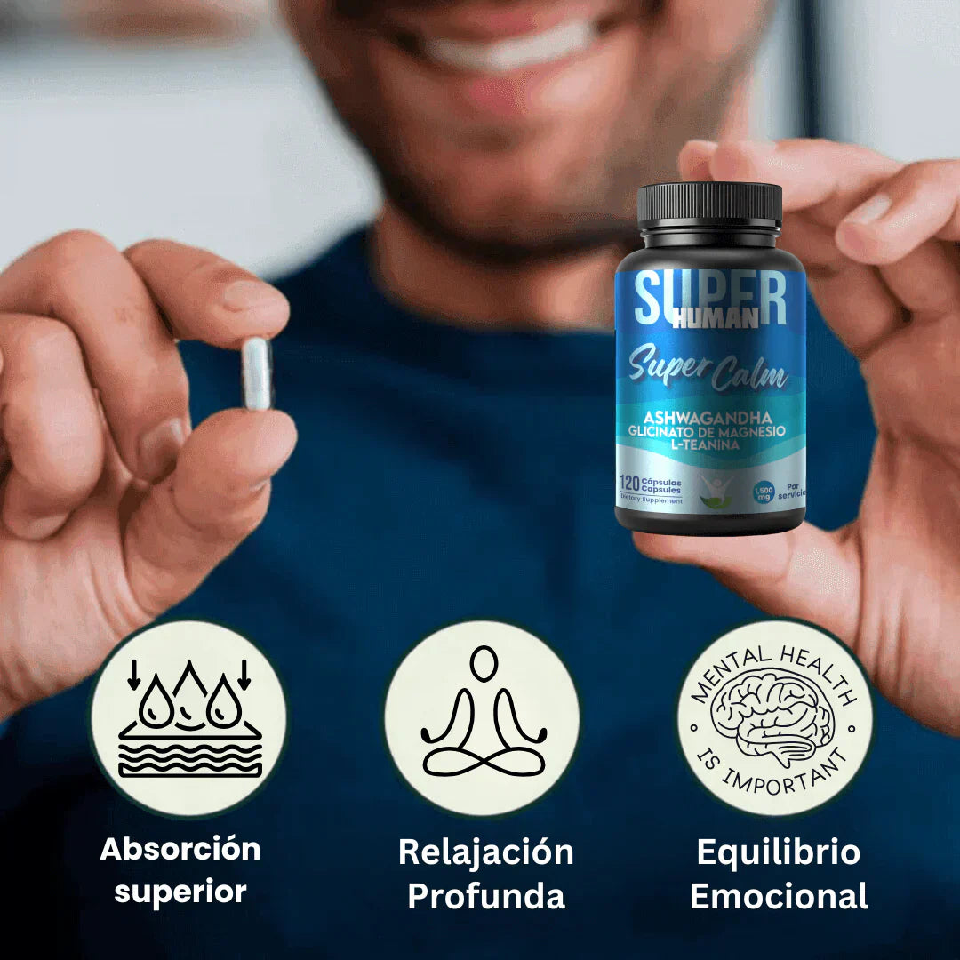 Mega promoción de 2 Super Calm a 280Q!! Cápsulas naturales reductoras de Cortisol para la Relajación y Enfoque Total (100 Cápsulas)