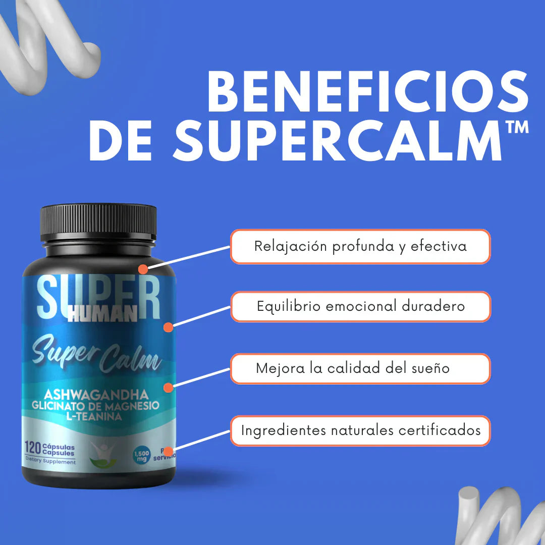 Mega promoción de 2 Super Calm a 280Q!! Cápsulas naturales reductoras de Cortisol para la Relajación y Enfoque Total (100 Cápsulas)